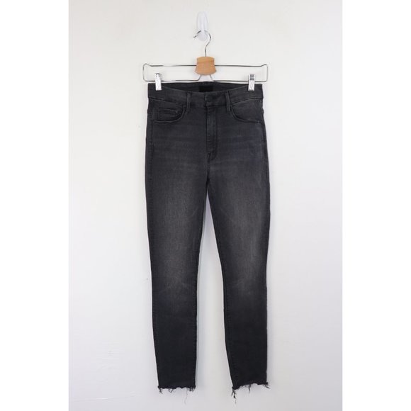 Mother High Waisted Looker Ankle Fray Skinny Jeans Lighting Up Lanterns Grey 24 - Picture 3 of 11